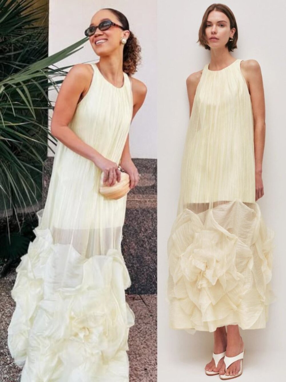 Aje Eliptica Gown Pastel Yellow Ruffle Chiffon Rosette NWT Size AU 8 US 4